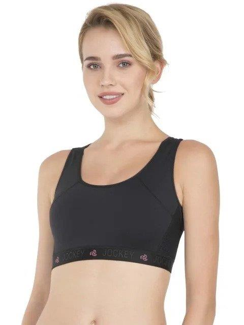 Jockey Women's Sports Bra | Wirefree | Padded | Full Coverage with Racer Back Styling | Tactel Nylon Elastane Stretch Fabric