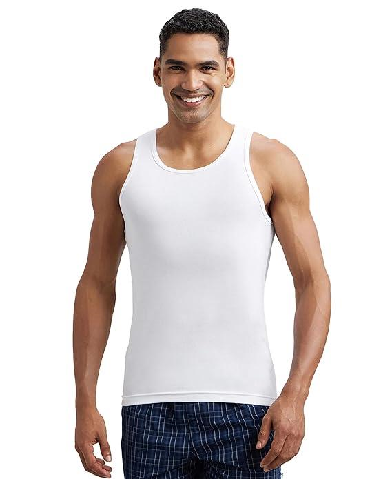 Jockey FP04 Men's Super Combed Cotton Rib Round Neck Slim Fit Sleeveless Vest with Extended Length for Easy Tuck