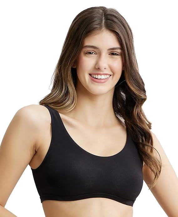 Jockey  Women's Super Combed Cotton Elastane Stretch Slip On Crop Top Bra with Stay Fresh Treatment