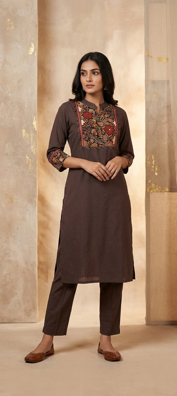 Classic Ethnic Embroidered Kurti Pant Set for Women