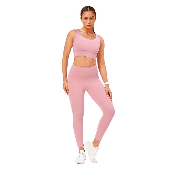 ENAMORE WOMEN'S QUICK DRY HIGH WAIST WORKOUT LEGGINGS WHITE ELASTICATED WAISTBAND