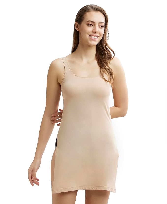 Jockey Women's Super Combed Cotton Kurta Slip with Side Slits and Stay Fresh Treatment