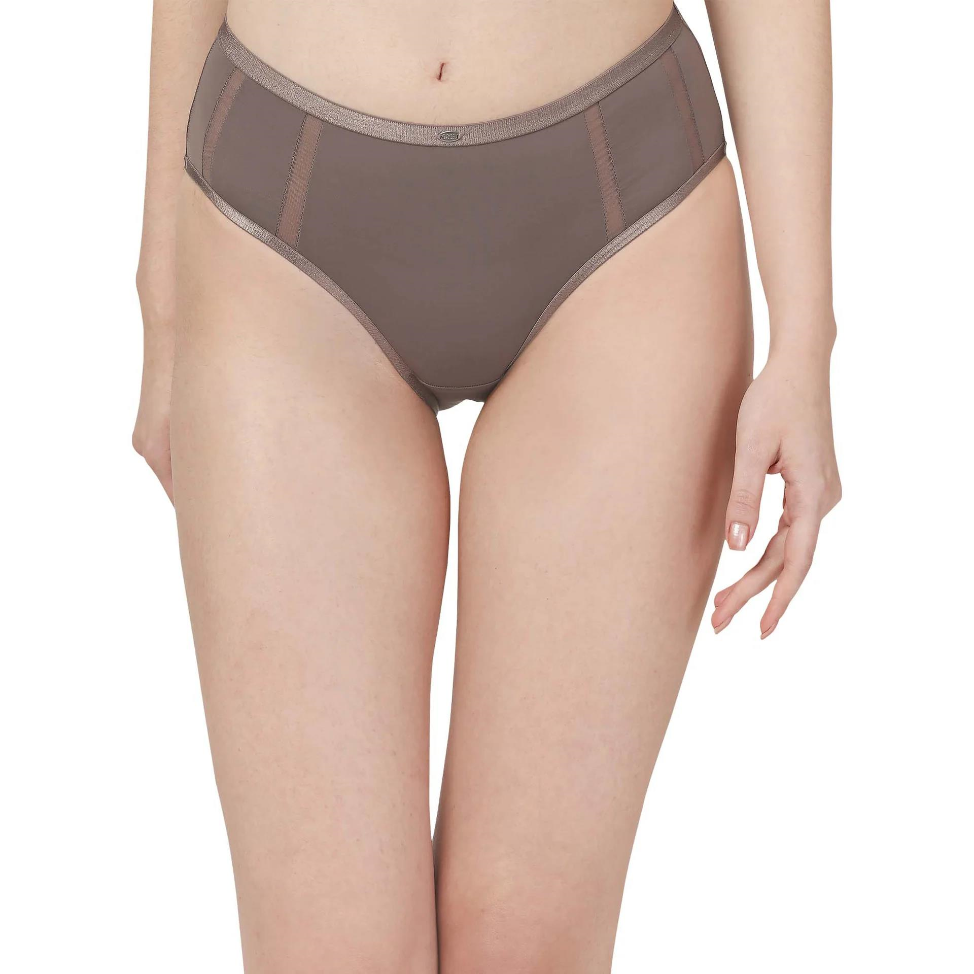 SOIE PANTY HIGH WAIST FULL COVERAGE MESH PANELLED BRIEF PANTY