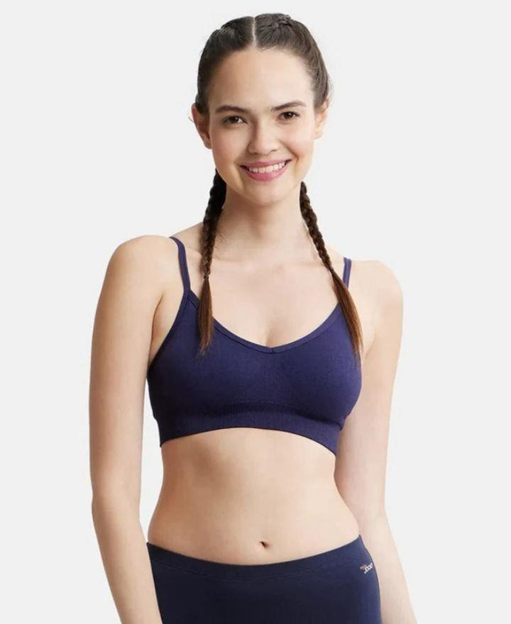 Jockey Women's Wired Padded Super Combed Cotton Elastane Strech Medium Coverage Plunge Neck Pushup Bra with Multiway Styling