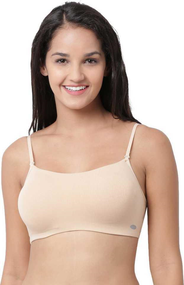 Enamor Moulded Double Layer Front Women's Cotton Cami Bra - Detachable Slim Straps with Back Keyhole, Non Padded, Wirefree, High Coverage