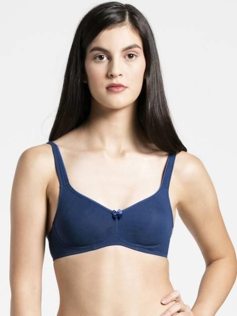 Jockey  Women Super Combed Cotton Elastane Everyday Bra | Wirefree | Non Padded | Full Coverage with Contoured Shaper Panel | Fabric