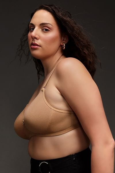 Clovia Women's Cotton Solid Padded Full Covrage Wire Free T-Shirt Bra