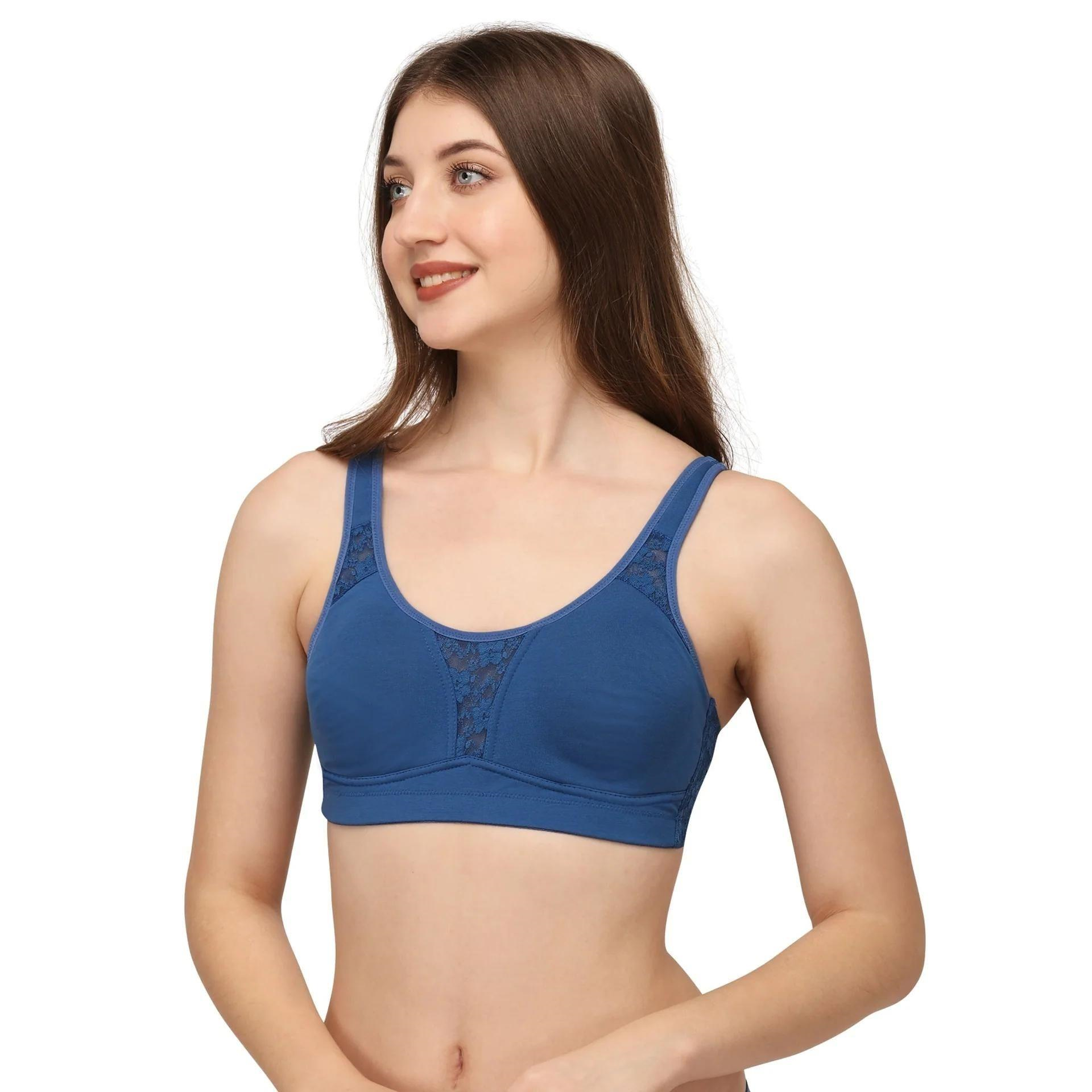 SOIE Women’s Full Coverage Minimizer Bra|Non Wired, Non Padded, Triple Layered Cups|Breathable Stretch Cotton with Lace & U-Back Support
