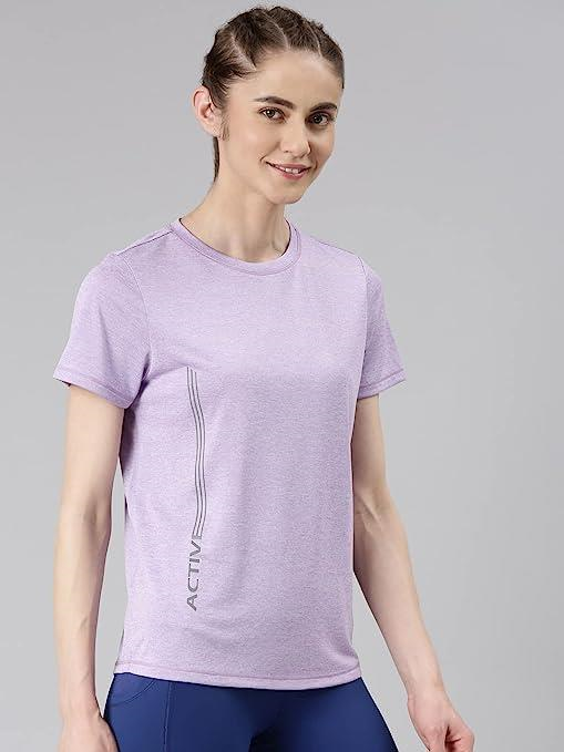 Enamor Short Sleeve Crew Neck Regular Length Basic Dry Fit Workout Crew T-Shirt for Women - Relaxed Fit, Quick Dry, Antimicrobial