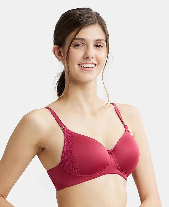 Jockey  Women's Wirefree Padded Soft Touch Microfiber Nylon Elastane Stretch Full Coverage Lace Styling Multiway T-Shirt Bra with Adjustable Straps