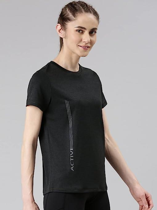 Enamor Short Sleeve Crew Neck Regular Length Basic Dry Fit Workout Crew T-Shirt for Women - Relaxed Fit, Quick Dry, Antimicrobial