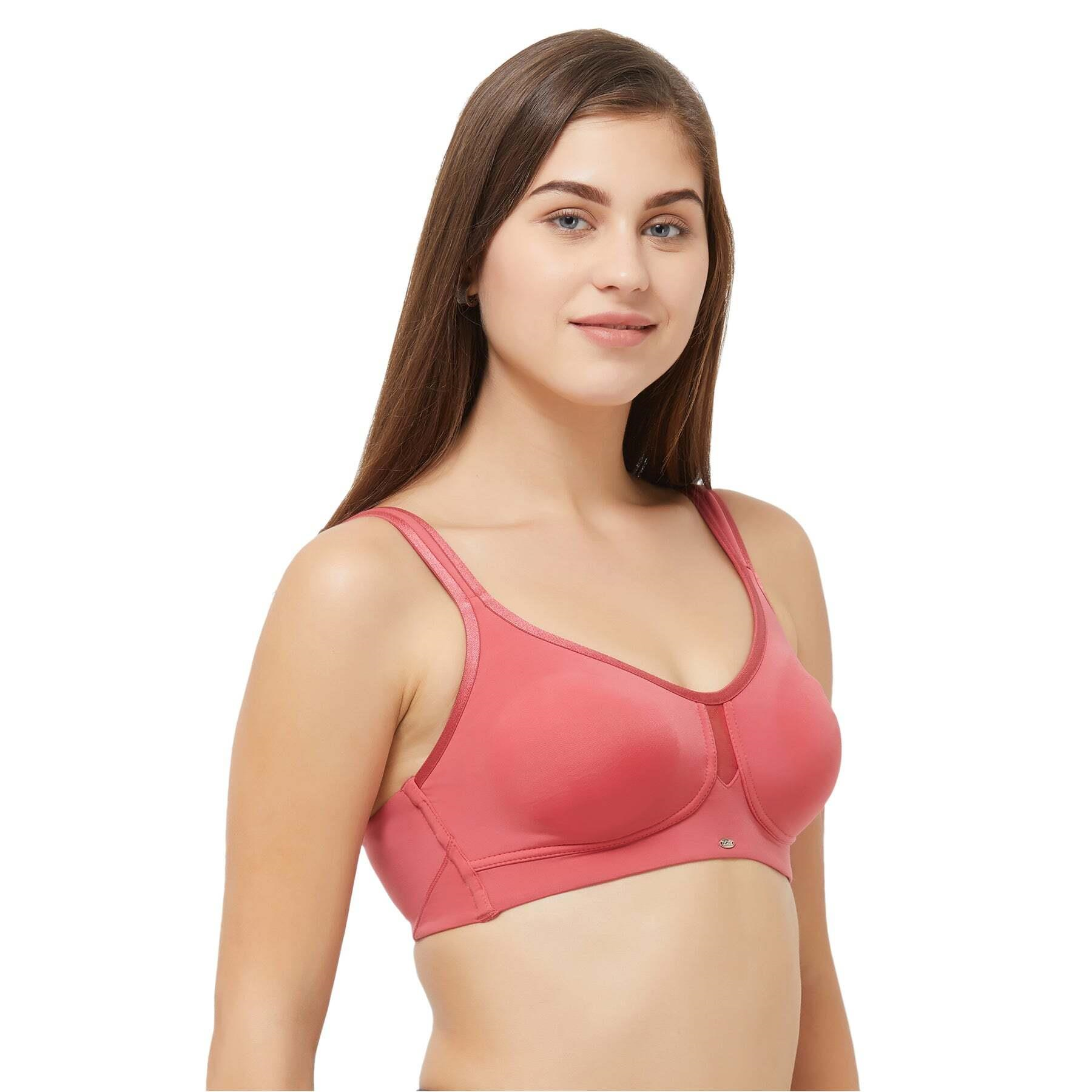 SOIE Women’s Full Coverage Minimizer Bra ,Non Padded, Non Wired,Nylon Spandex , Broad Cushioned Straps,High Side Coverage & Side Support