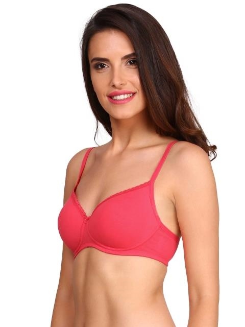 Jockey  Women's Wirefree Padded Super Combed Cotton Elastane Stretch Medium Coverage Lace Styling T-Shirt Bra with Adjustable Straps