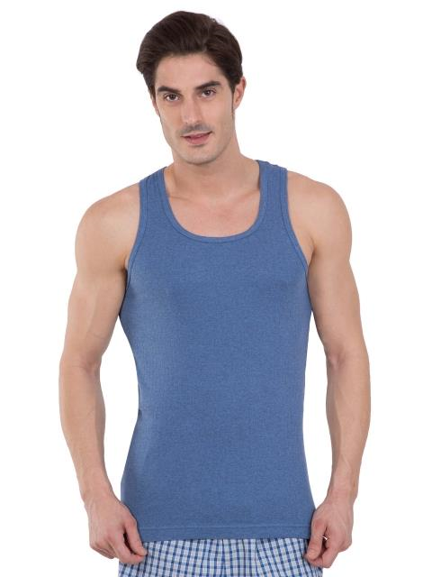 Jockey Men's Super Combed Cotton Rib Slim Fit Racer Back Styling Round Neck Gym Vest