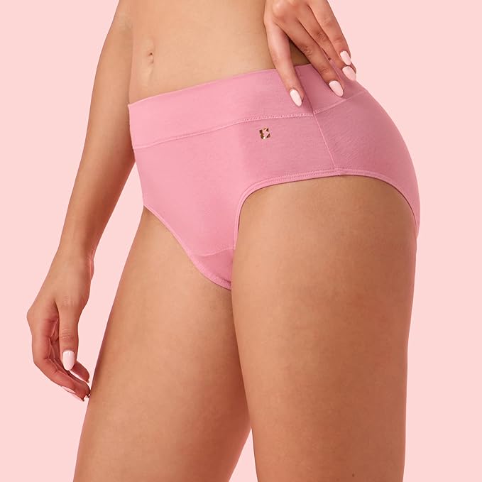 Enamor Innovations Bamboo Bliss, Anti Rash, All Day Comfort, Mid Waist Brief Panty for Women - Super Soft, Naturally Absorbent, Antimicrobial with Stain Release, Inner Elastic, Full Coverage