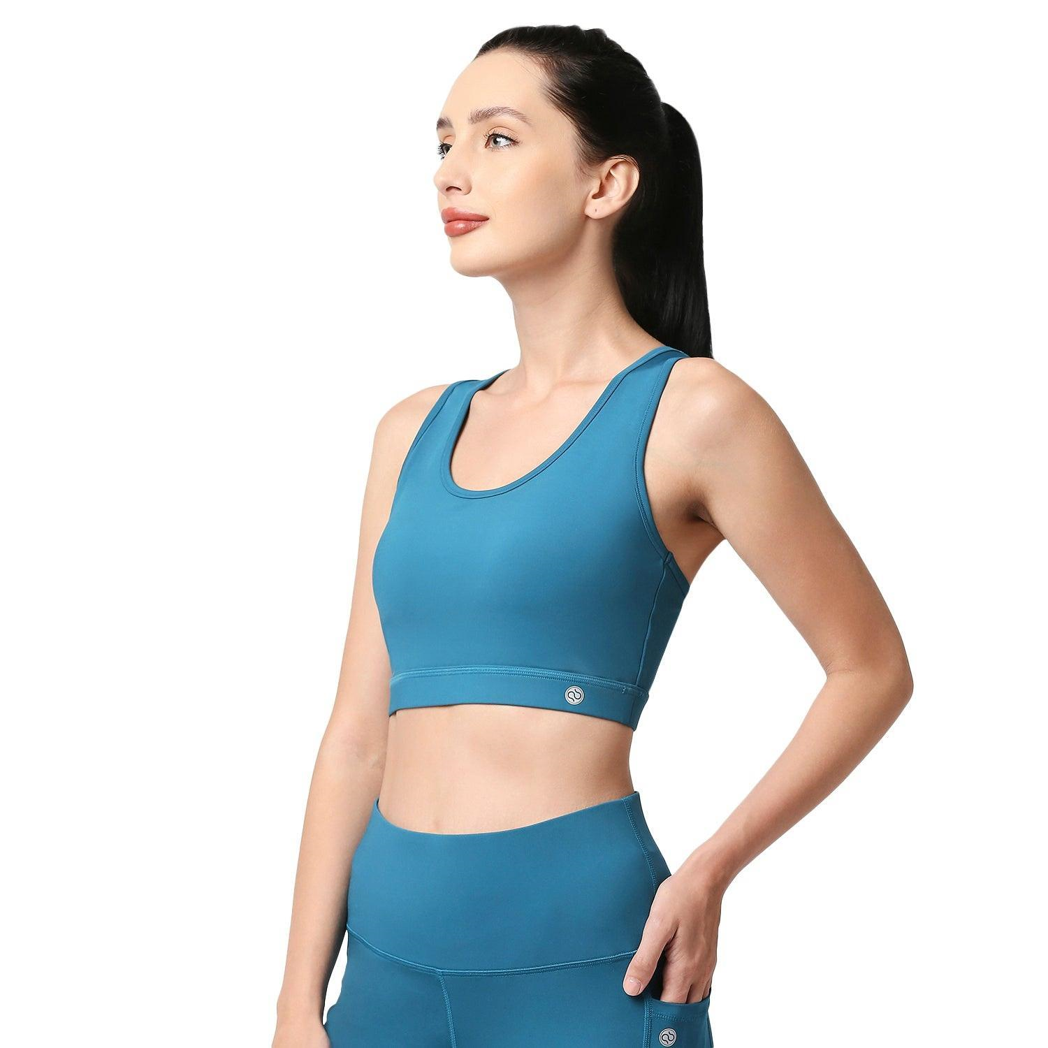 Soie Woman's Medium Impact Removable Cups Non Wired Racerback Activewear Sports Bra