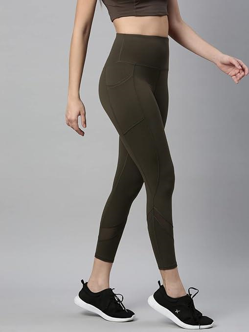 Enamor High Rise 7/8th Length Drawstring Closure Active Cotton Legging for Women - Hugged Fit, Quick Dry, Antimicrobial