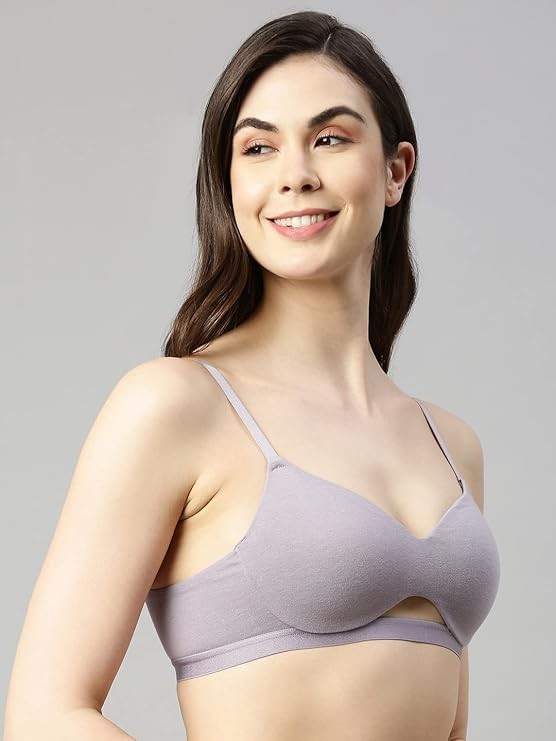Enamor Innovations Cloudsoft, Invisi Neckline Women's Cotton Everyday T-Shirt Bra - Padded, Wirefree, Medium Coverage