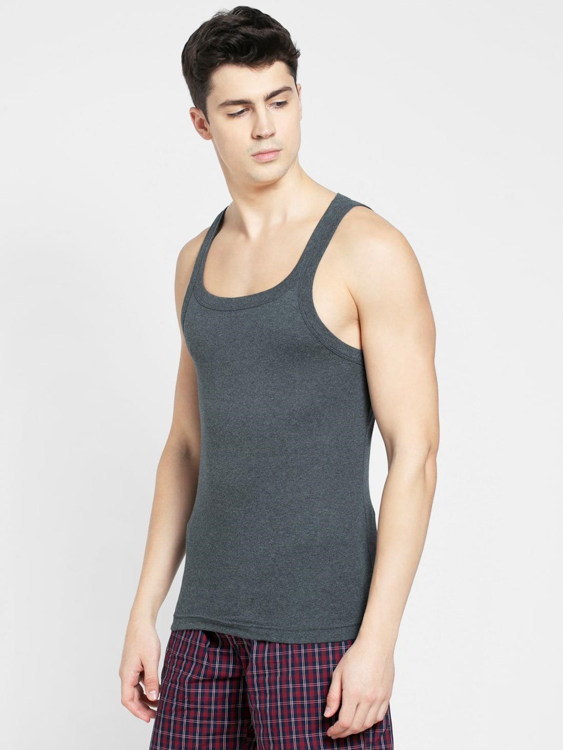 Jockey Men's Super Combed Cotton Rib Square Neckline Gym Vest