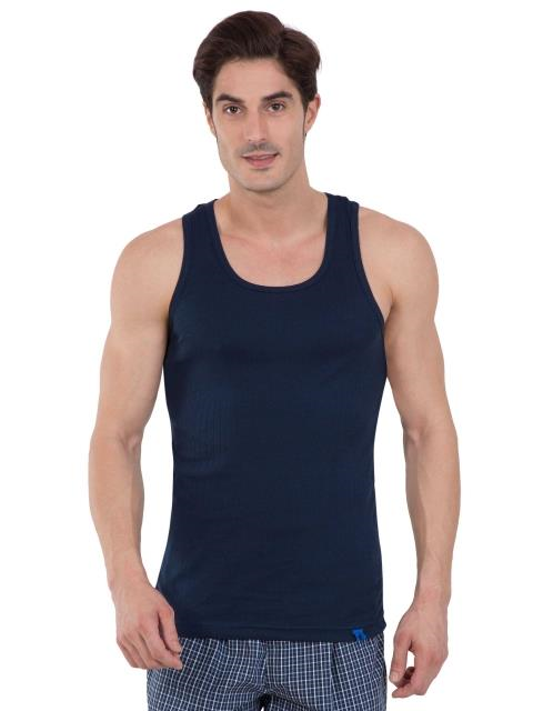 Jockey Men's Super Combed Cotton Rib Slim Fit Racer Back Styling Round Neck Gym Vest