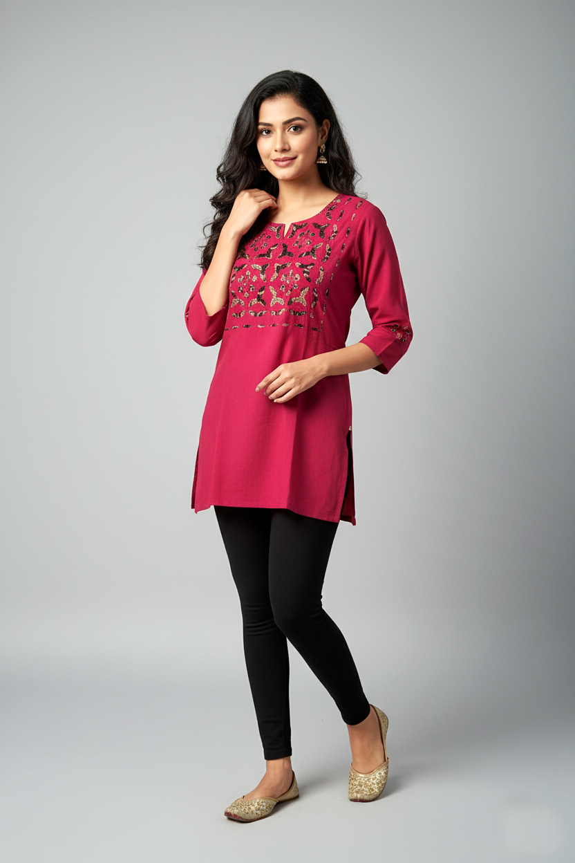 Modern Ethnic Embroidered Short Kurti