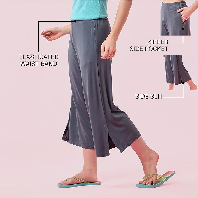 ENAMORE LADIES CAPRI VISCOSE STRETCH JERSEY ZIPPER POCKET CAPRI