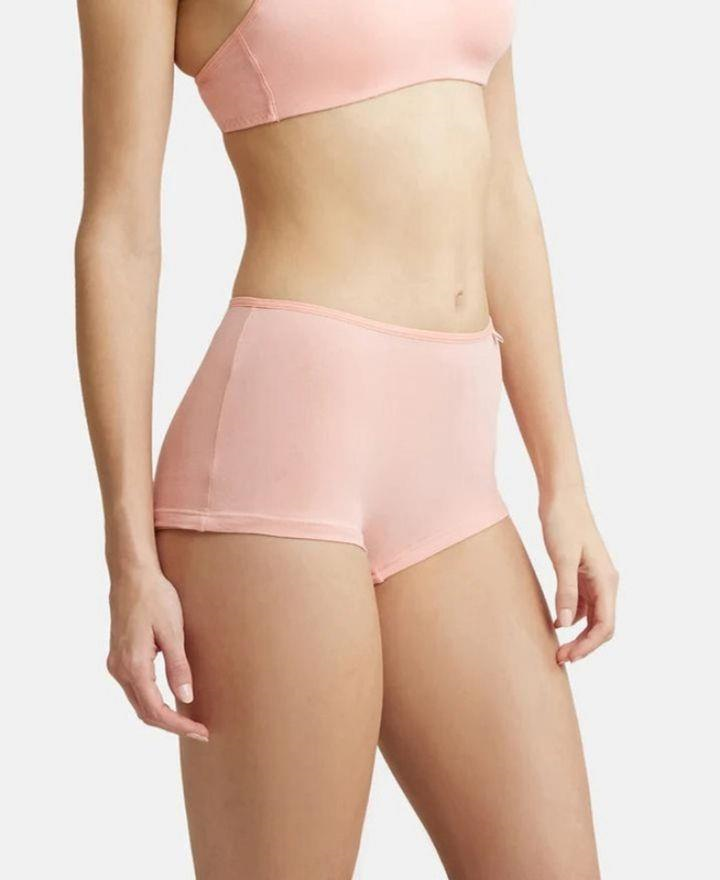 Jockey  Women's High Coverage Super Combed Cotton Elastane Stretch Mid Waist Boy Shorts Panty with Concealed Waistband and Stay Fresh Treatment