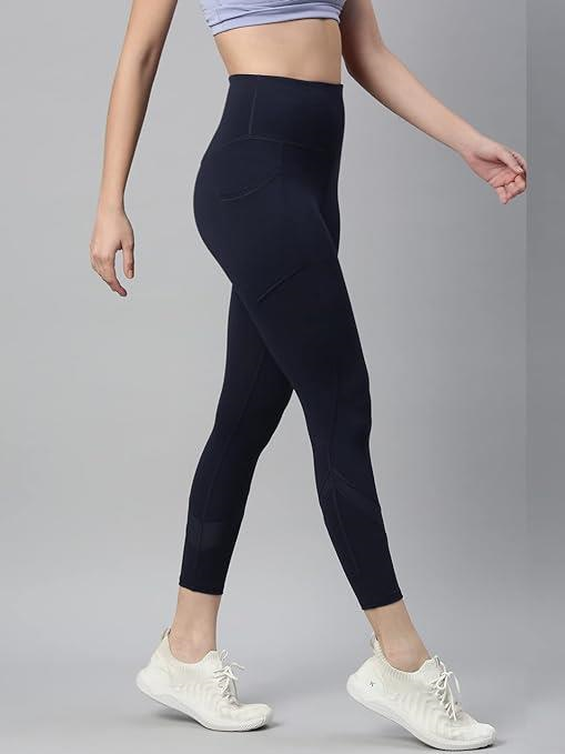 Enamor High Rise 7/8th Length Drawstring Closure Active Cotton Legging for Women - Hugged Fit, Quick Dry, Antimicrobial