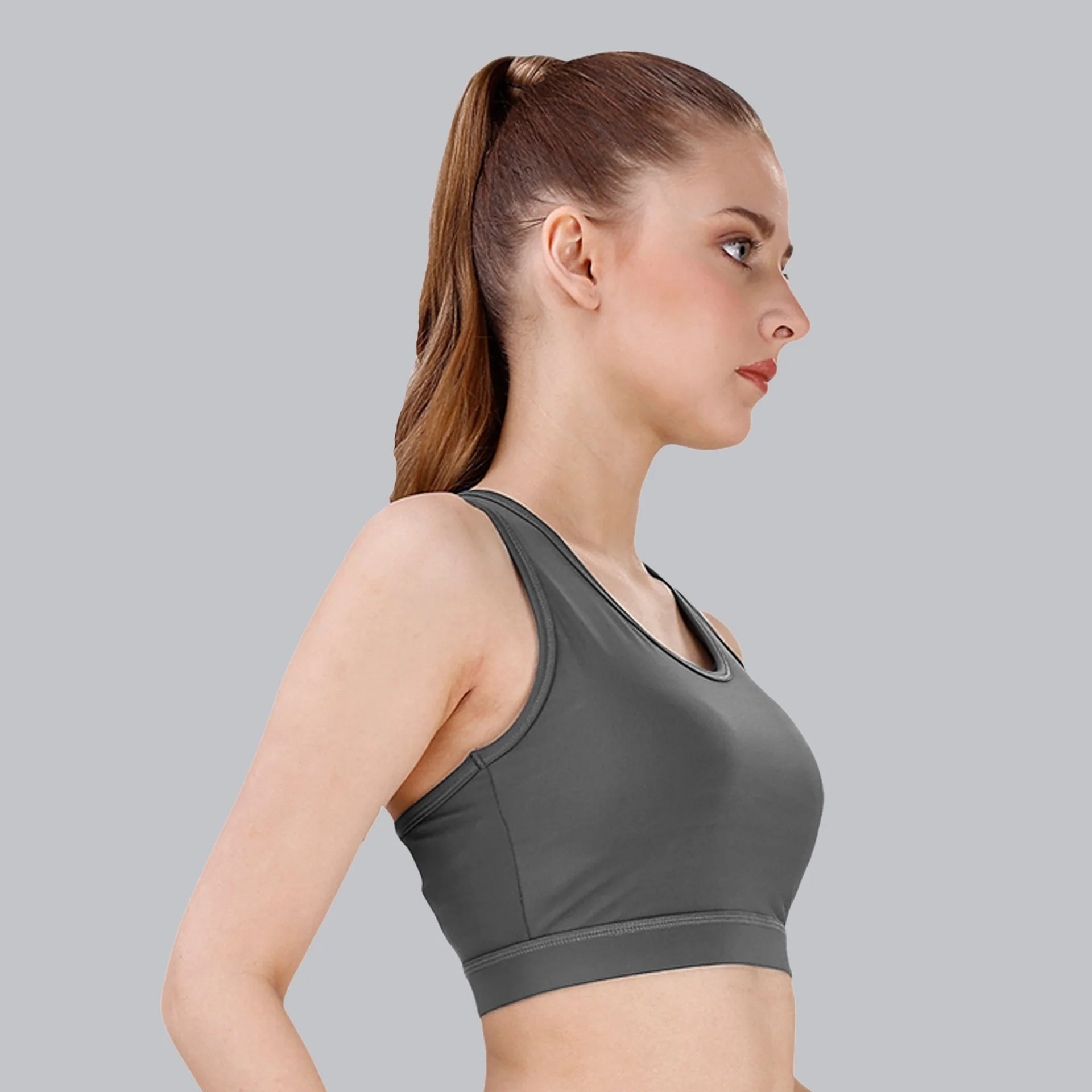 Soie Woman's Medium Impact Removable Cups Non Wired Racerback Activewear Sports Bra