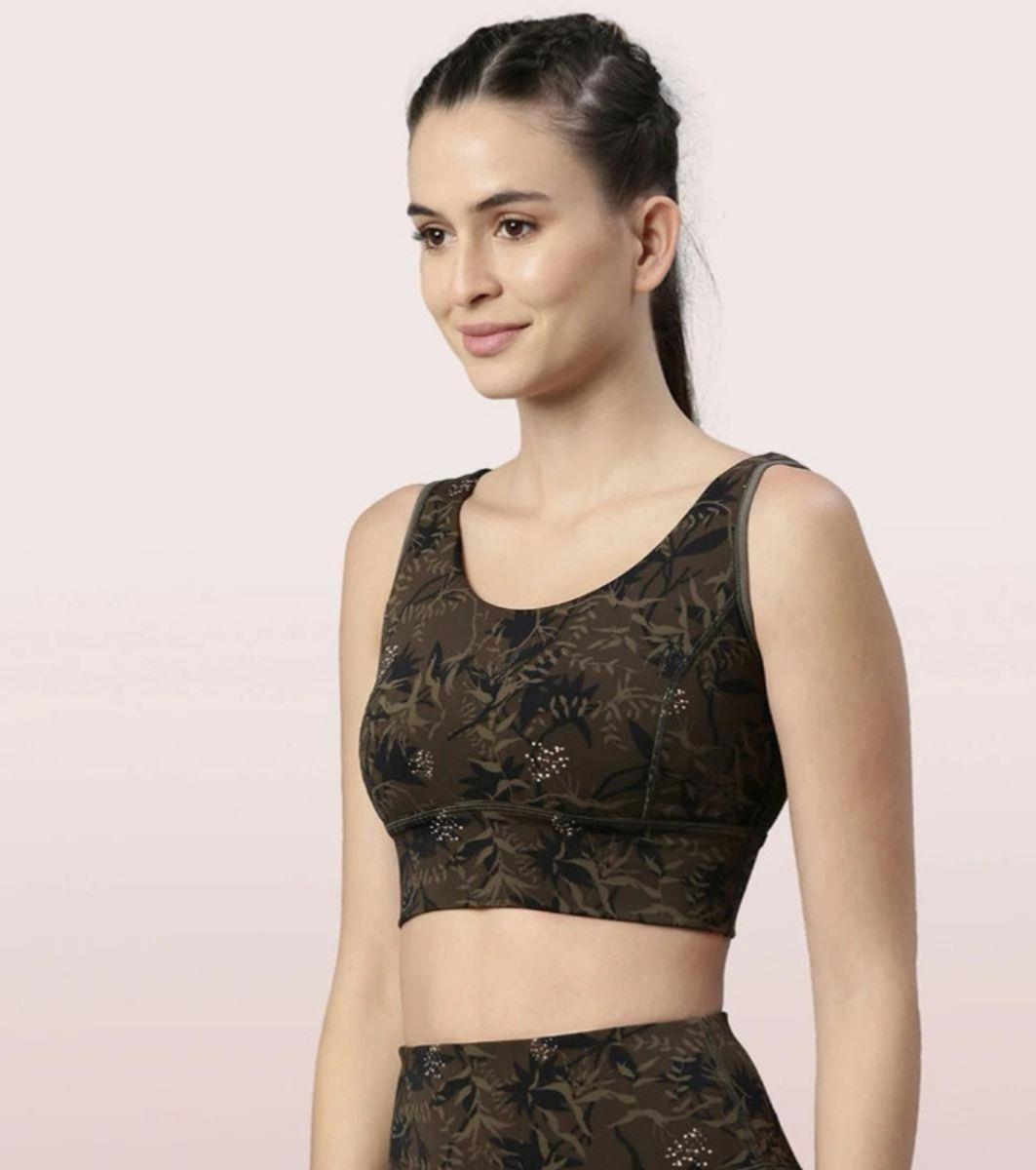 Enamor SPORTS BRA  PRINTED  SCOOP NECK MEDIUM IMPACT DRY FIT SPORTS BRA