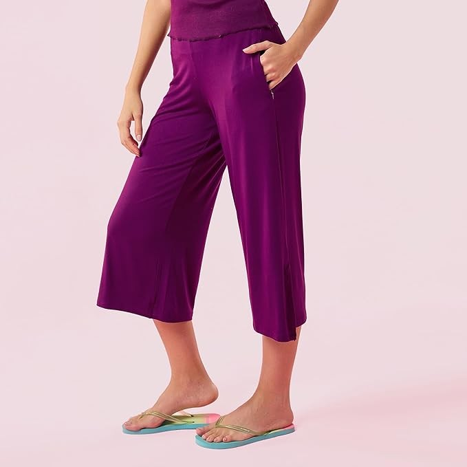 ENAMORE LADIES CAPRI VISCOSE STRETCH JERSEY ZIPPER POCKET CAPRI