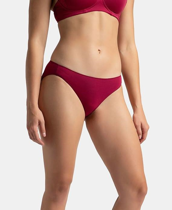 Jockey Women's Medium Coverage Micro Modal Elastane Stretch Mid Waist Bikini Concealed Waistband and Stay Fresh Treatment
