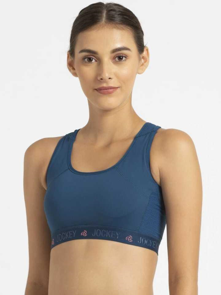 Jockey Women's Sports Bra | Wirefree | Padded | Full Coverage with Racer Back Styling | Tactel Nylon Elastane Stretch Fabric