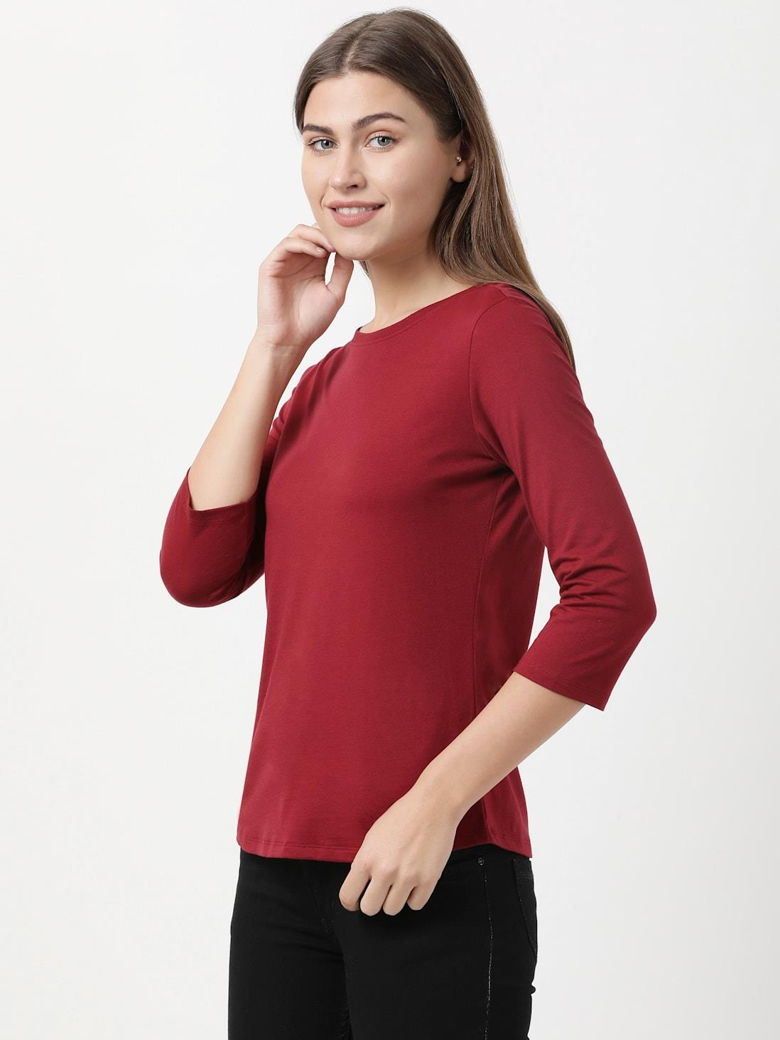 JOCKEY LADIES R-NECK T-SHIRT 3/4 SLEEVE SUPER COMBED COTTON T-SHIRT