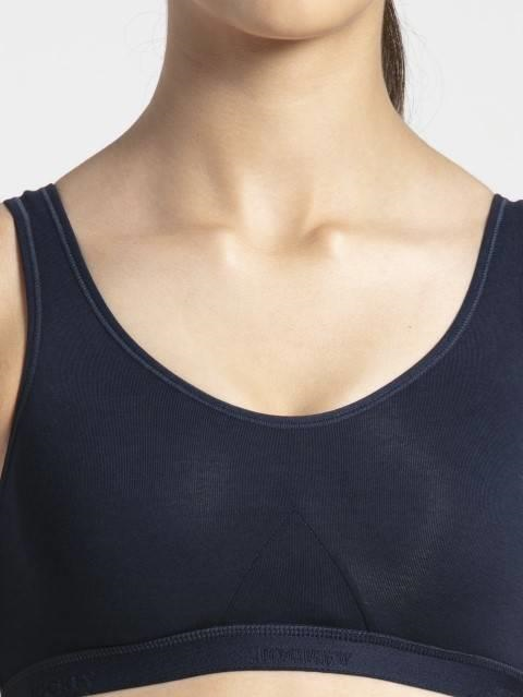 Jockey  Women Super Combed Cotton Elastane Active Bra | Wirefree | Non Padded | Full Coverage Slip-On with Wider Straps