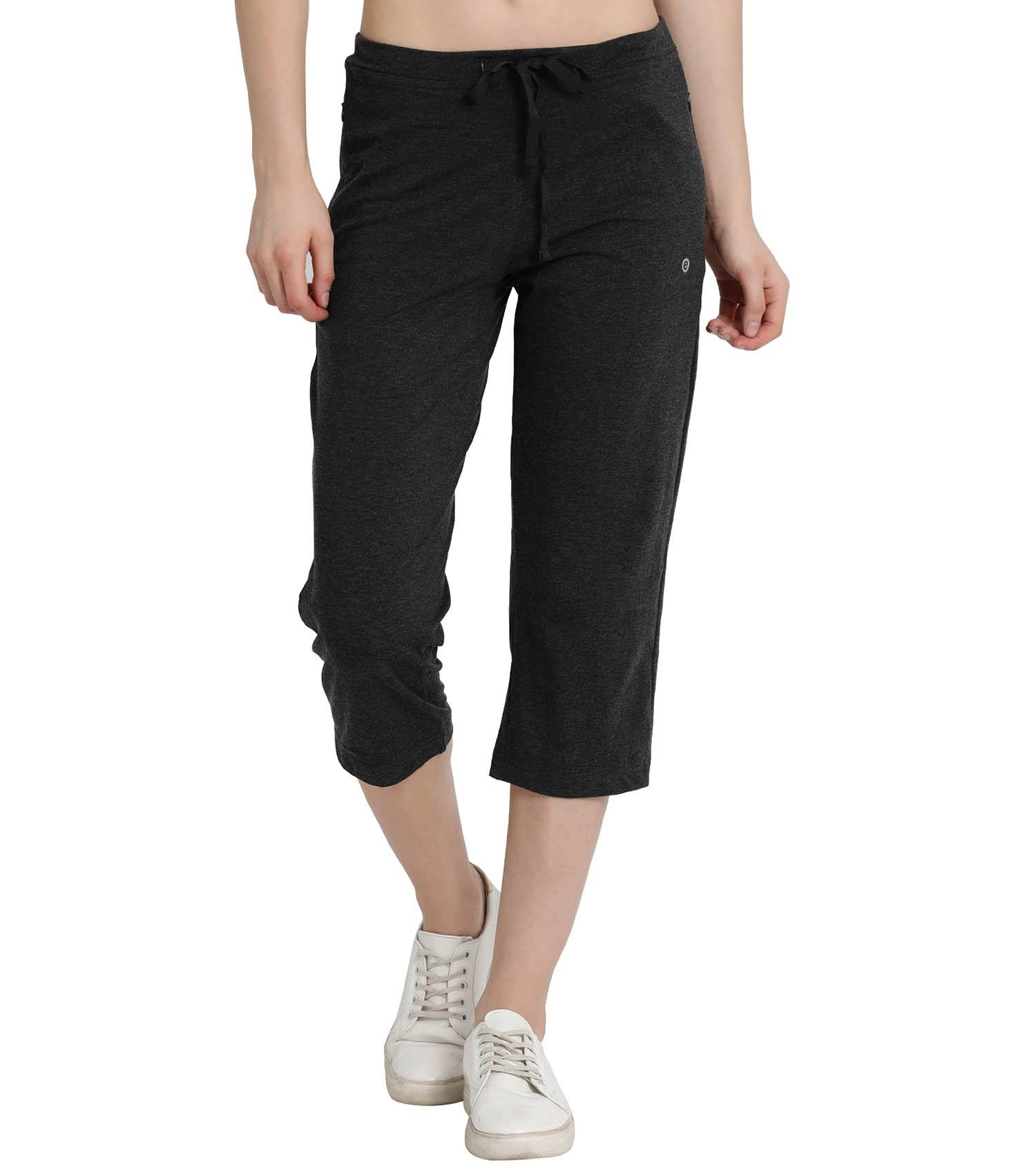 Enamor Mid Rise Capri Length Drawstring Closure Lounge Capri for Women - Slim Fit, Soft and Breathable Stretch Cotton