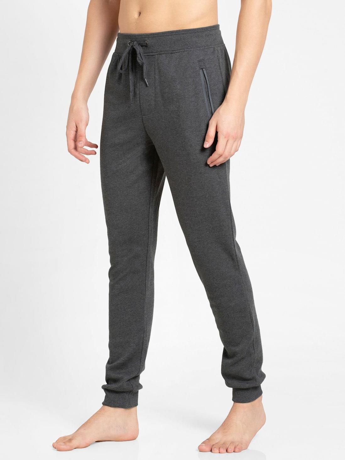 Jockey Men's Super Combed Cotton Rich Slim Fit Mid Rise Joggers with Zipper Pockets