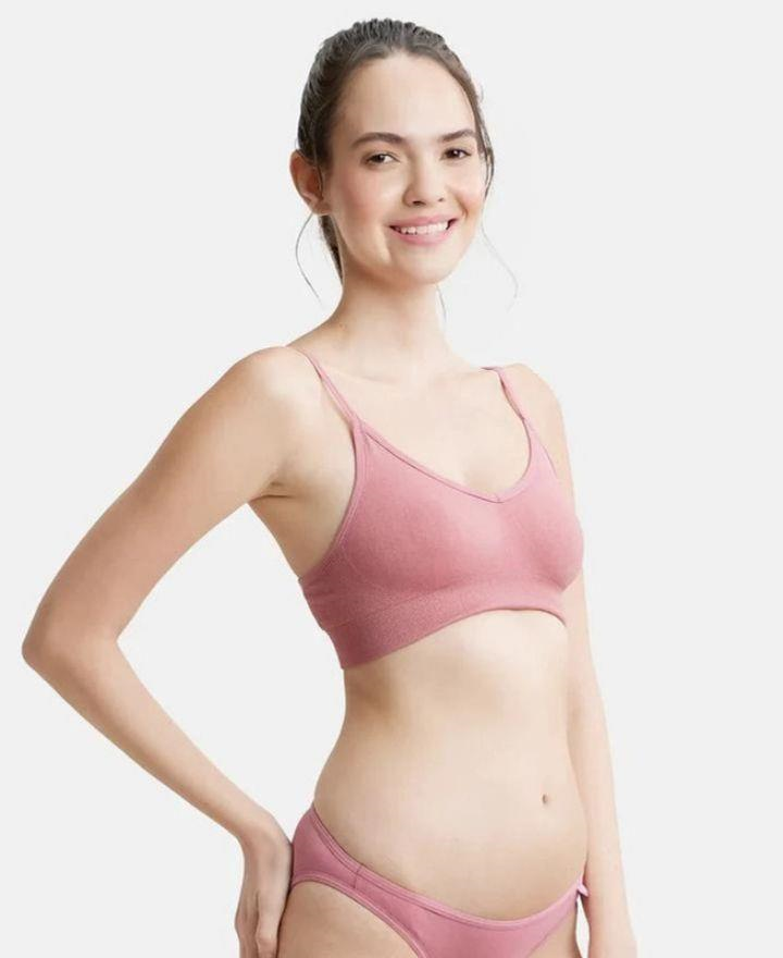 Jockey Women's Wired Padded Super Combed Cotton Elastane Strech Medium Coverage Plunge Neck Pushup Bra with Multiway Styling