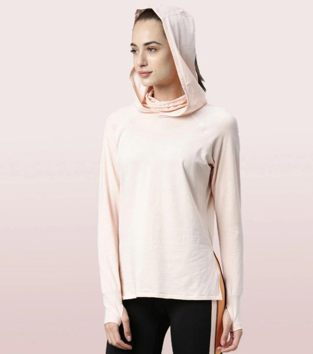 ENAMORE LADIES HOODED MASK TEE|DRY FIT COTTON TEE WITH HOODY & MASK