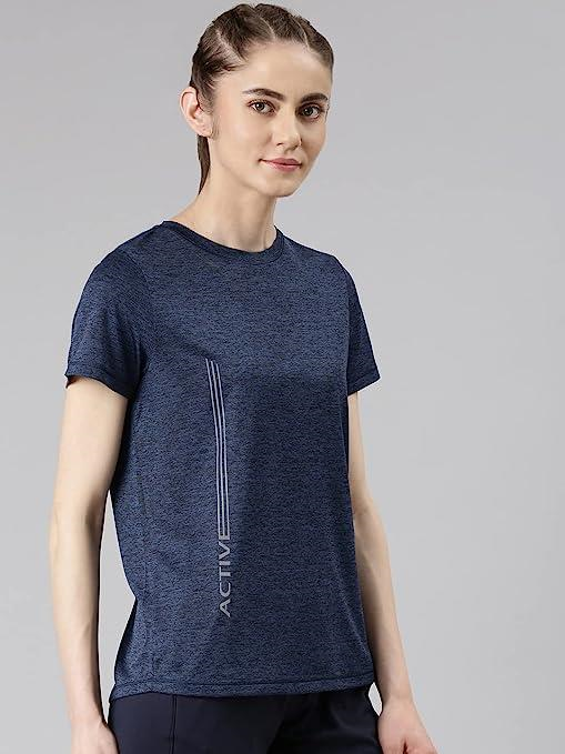 Enamor Short Sleeve Crew Neck Regular Length Basic Dry Fit Workout Crew T-Shirt for Women - Relaxed Fit, Quick Dry, Antimicrobial