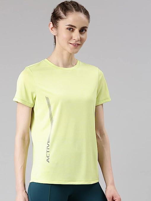 Enamor Short Sleeve Crew Neck Regular Length Basic Dry Fit Workout Crew T-Shirt for Women - Relaxed Fit, Quick Dry, Antimicrobial