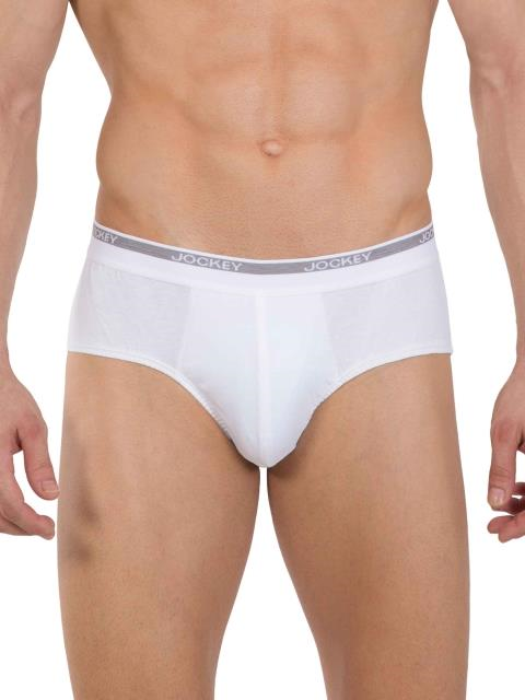 JOCKEY MEN'S  SQUARE CUT  WHITE BRIEF (PACK OF 2)