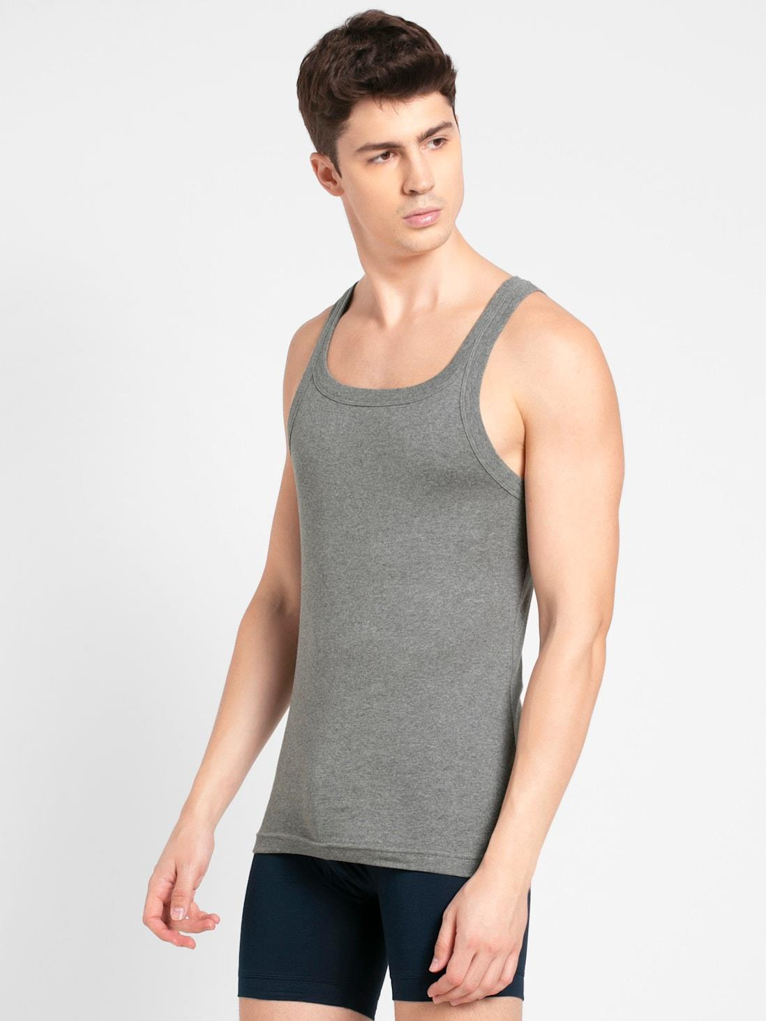 Jockey Men's Super Combed Cotton Rib Square Neckline Gym Vest