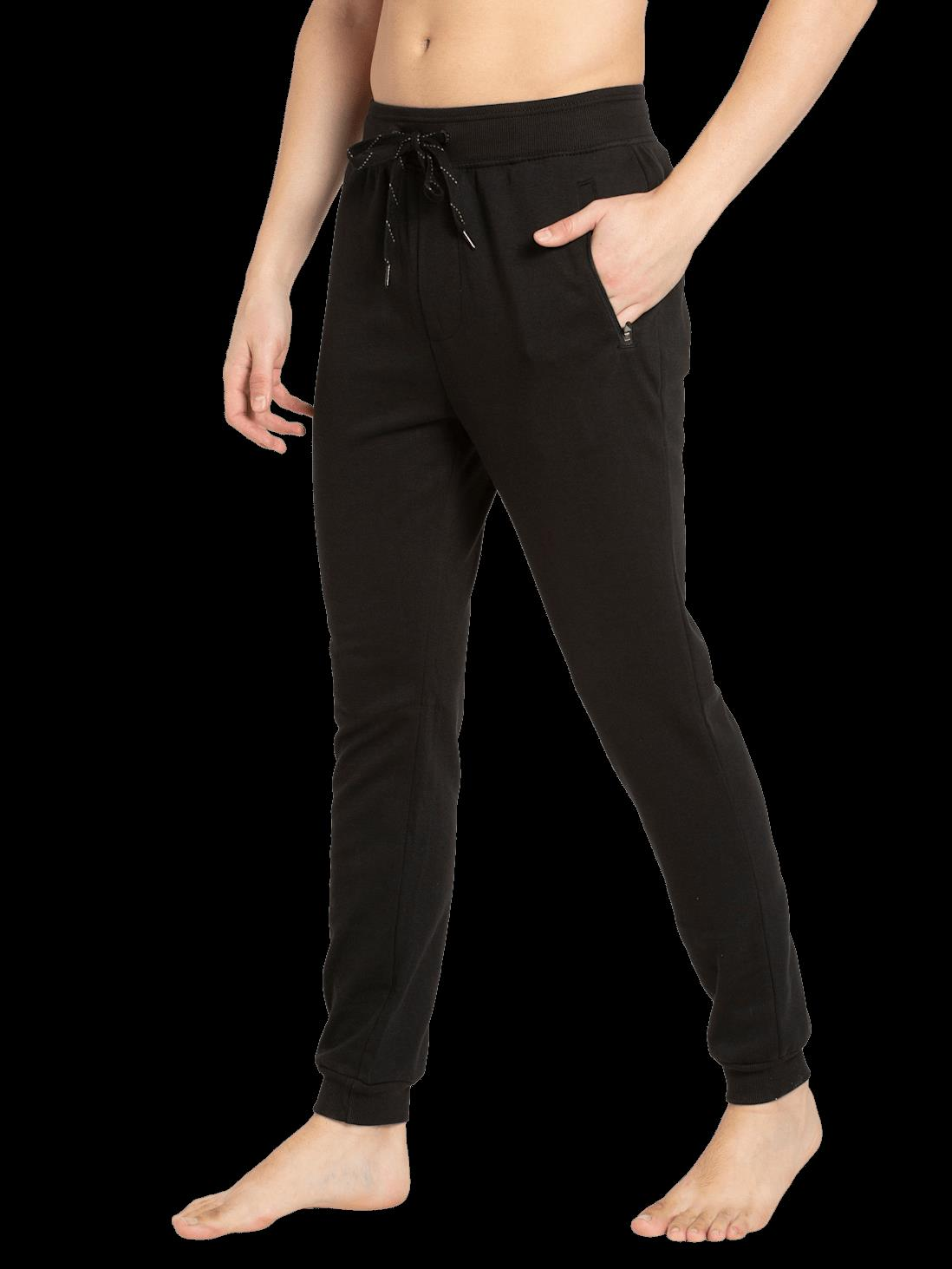 Jockey Men's Super Combed Cotton Rich Slim Fit Mid Rise Joggers with Zipper Pockets