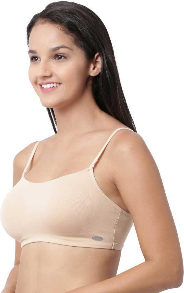 Enamor Moulded Double Layer Front Women's Cotton Cami Bra - Detachable Slim Straps with Back Keyhole, Non Padded, Wirefree, High Coverage