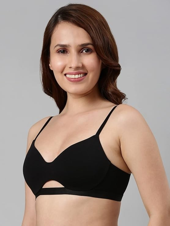 Enamor Innovations Cloudsoft, Invisi Neckline Women's Cotton Everyday T-Shirt Bra - Padded, Wirefree, Medium Coverage