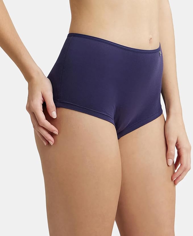 Jockey  Women's High Coverage Super Combed Cotton Elastane Stretch Mid Waist Boy Shorts Panty with Concealed Waistband and Stay Fresh Treatment