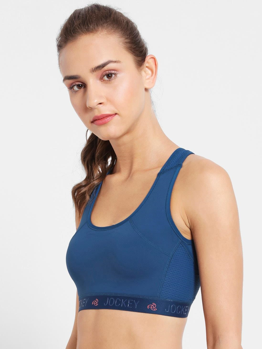 Jockey Women's Sports Bra | Wirefree | Padded | Full Coverage with Racer Back Styling | Tactel Nylon Elastane Stretch Fabric