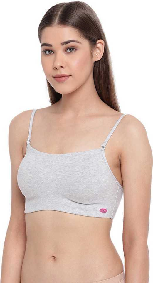 Enamor Moulded Double Layer Front Women's Cotton Cami Bra - Detachable Slim Straps with Back Keyhole, Non Padded, Wirefree, High Coverage