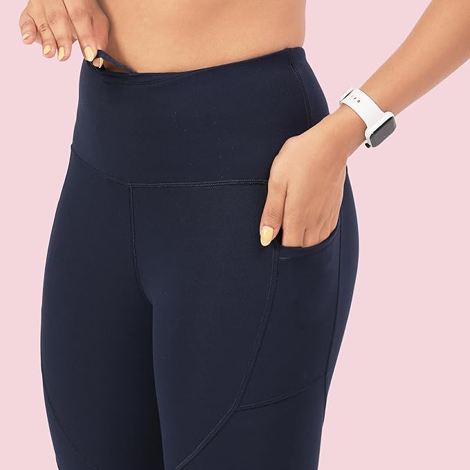 ENAMORE WOMEN'S QUICK DRY HIGH WAIST WORKOUT LEGGINGS WHITE ELASTICATED WAISTBAND